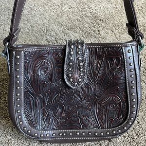 Montana West Brown Embossed Shoulder Bag